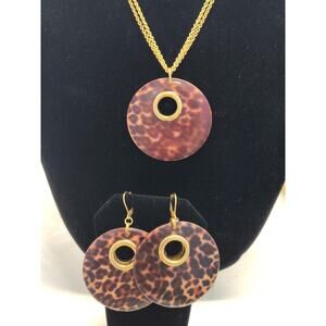 Joan Rivers Classics ANIMAL PRINT Pendant Multi-Chain Necklace Matching Earrings